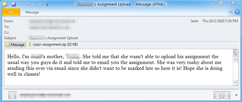 complete assignment email
